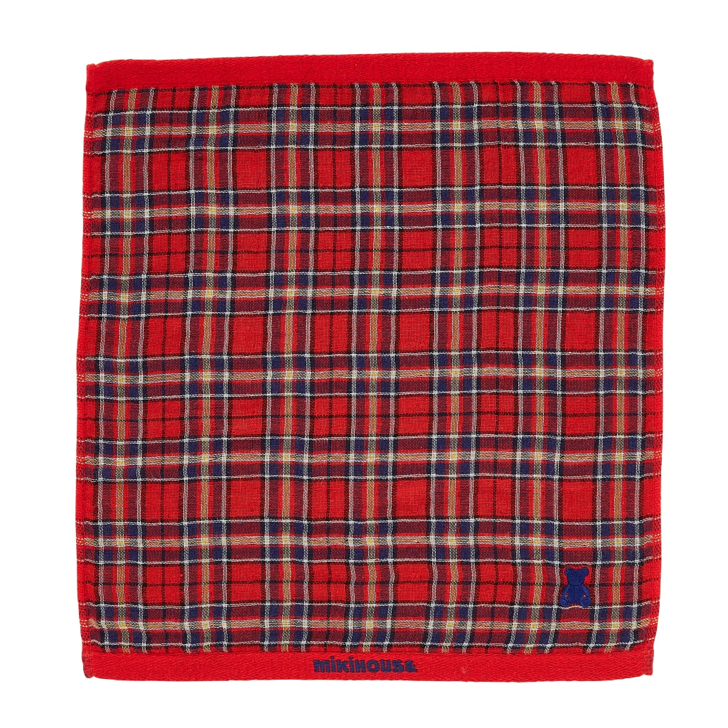 SERVIETTE TARTAN ROUGE OURSON