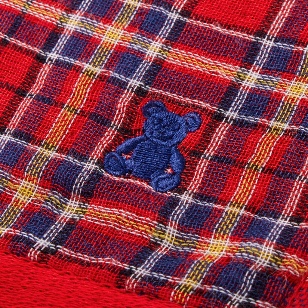 SERVIETTE TARTAN ROUGE OURSON