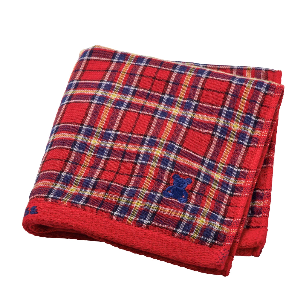 SERVIETTE TARTAN ROUGE OURSON